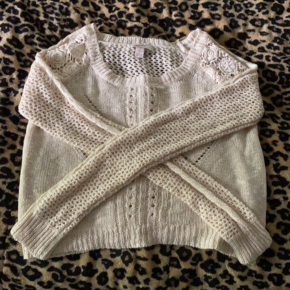 Cream knit crop top